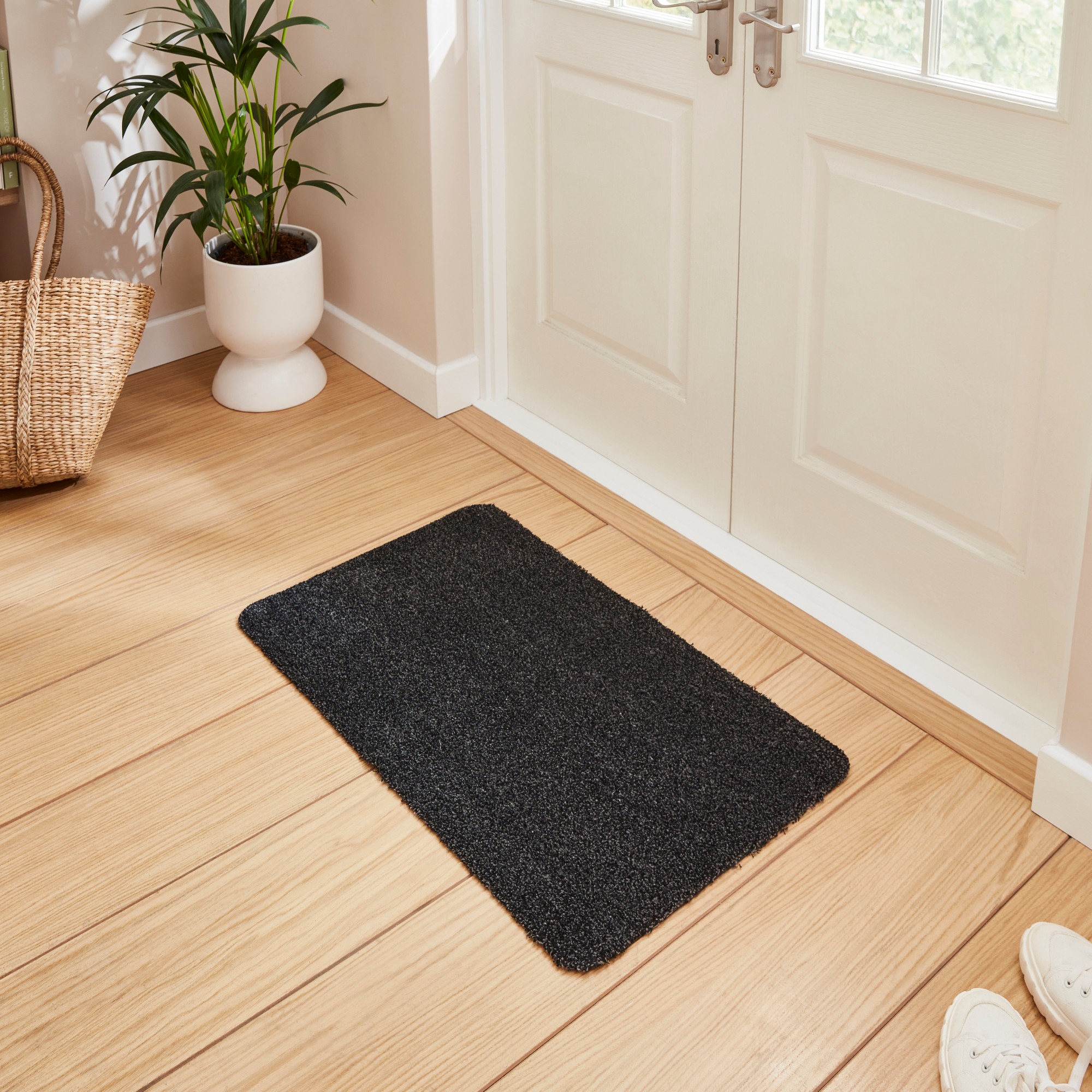 Maxi Mat Plain Washable Utility Doormat In Dark Grey